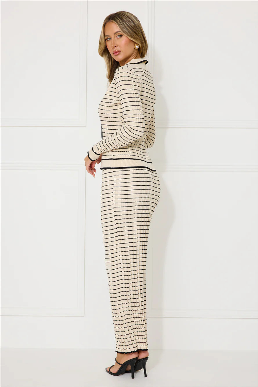 New York Chill Long Sleeve Knit Top Beige