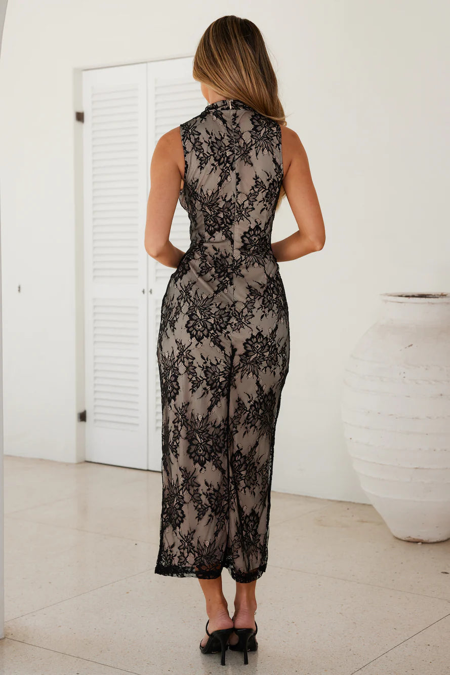 Fantasy Of You Lace Maxi Dress Black