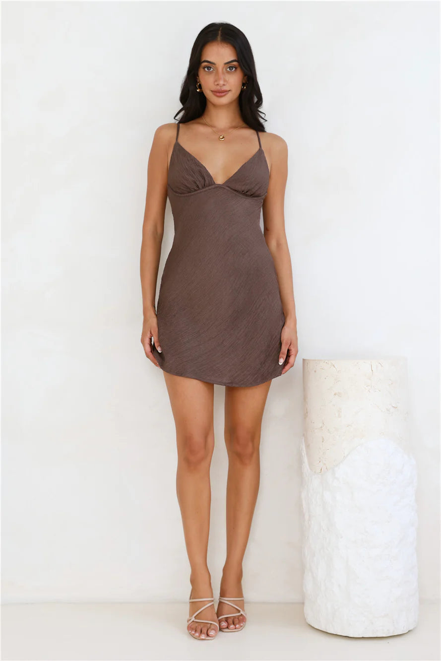 Limitless Dreams Mini Dress Brown