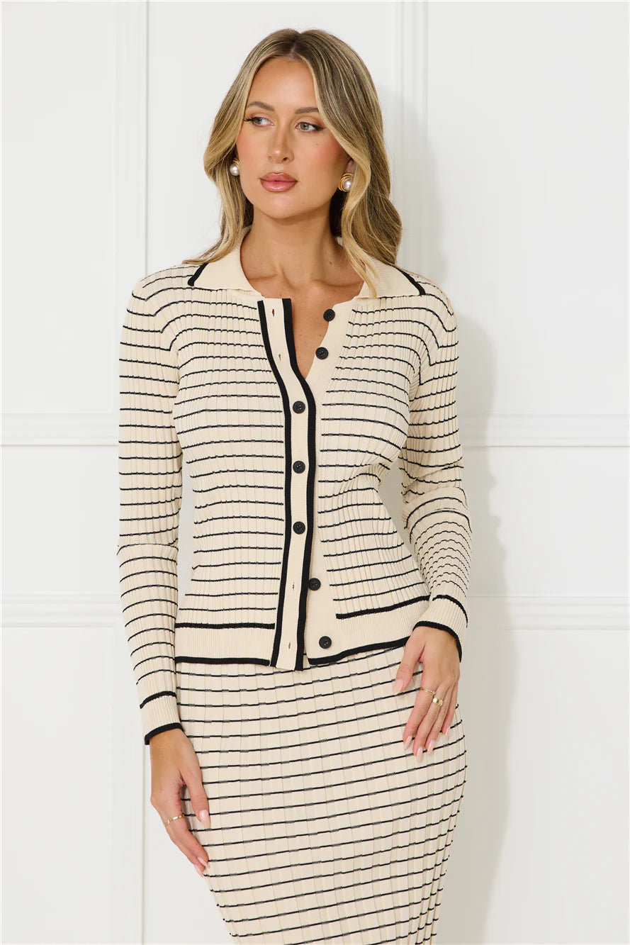 New York Chill Long Sleeve Knit Top Beige