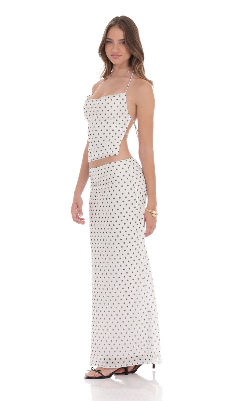 Polka Dot Cowl Neck Two Piece Set in White