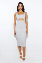 Simple Love Ribbed Midi Dress Grey