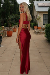 Christa Satin Maxi Dress - Burgundy