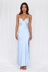 The Sophia Satin Maxi Dress Blue