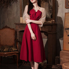 Sonicelife 2025 French Elegant Midi Dresses Korean Fashion Evening Party Dress Females Wedding Vintage Sundresses for Women Summer Chic