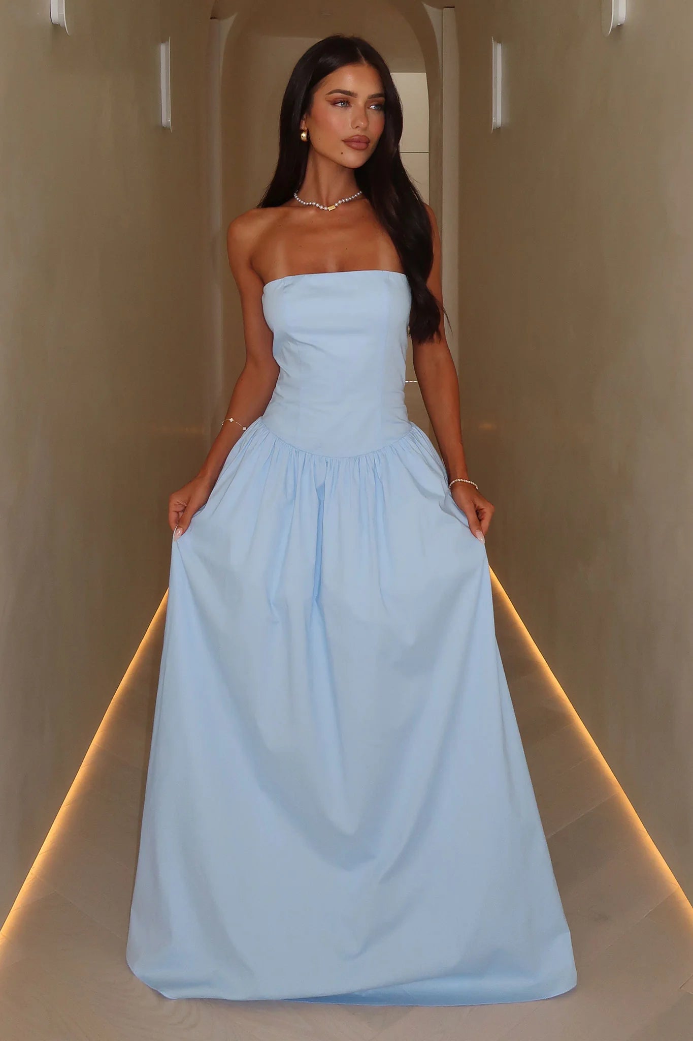 Iridessa Strapless Maxi Dress - Baby Blue