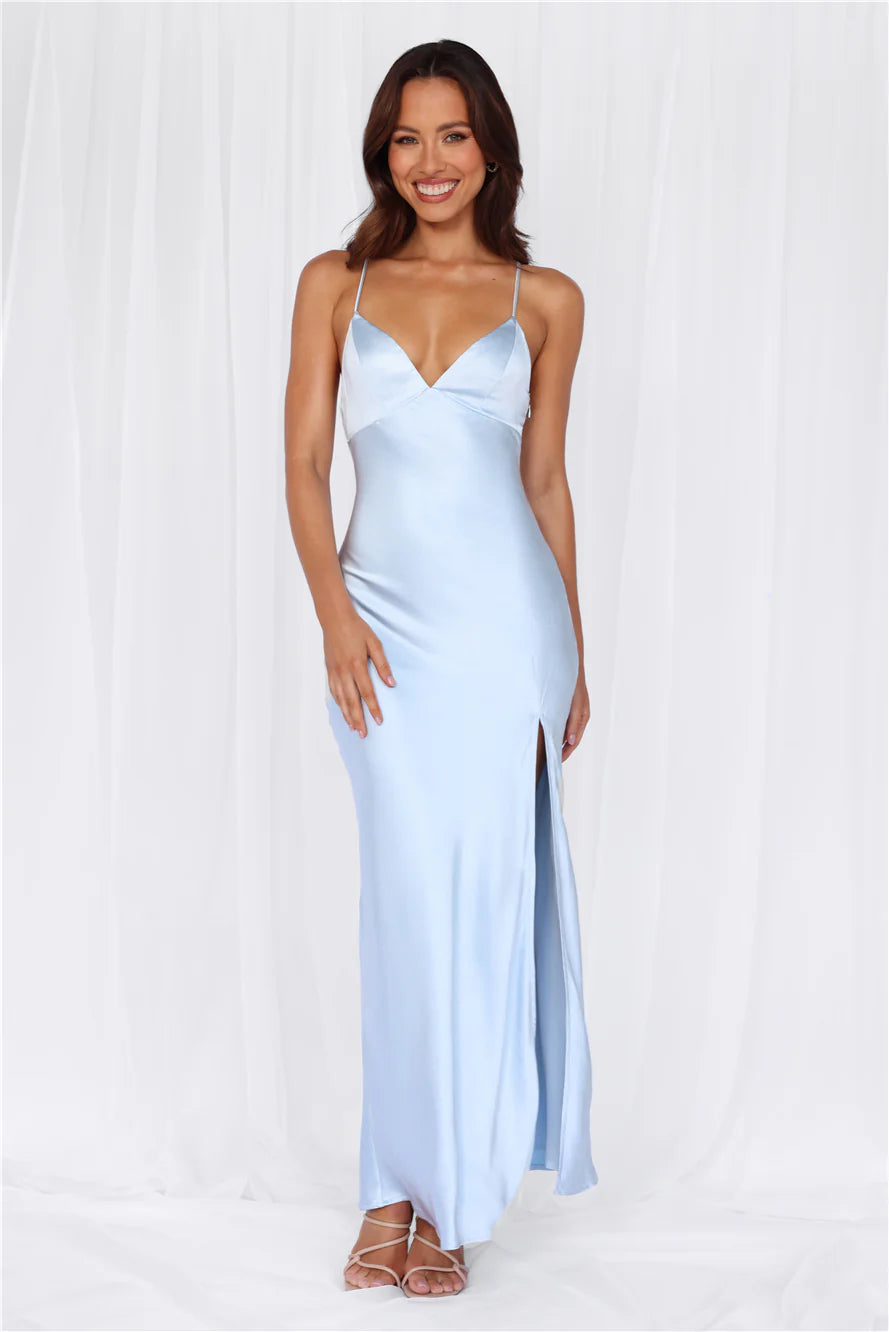 Sale-Dress The Sophia Satin Maxi Dress Blue