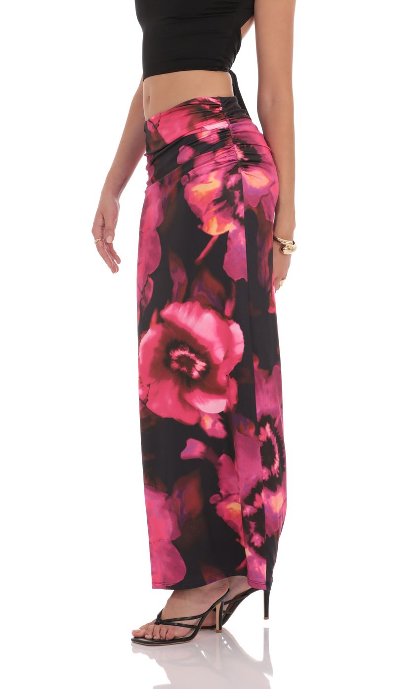 Floral Maxi Skirt in Pink