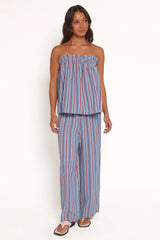 Zemira Strapless Top - Blue Stripe