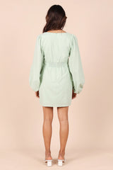 Emilina Long Sleeve Mini Dress - Sage