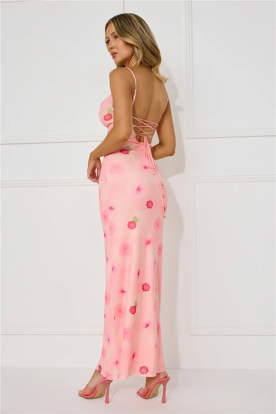 Musical Dream Mesh Maxi Dress Pink