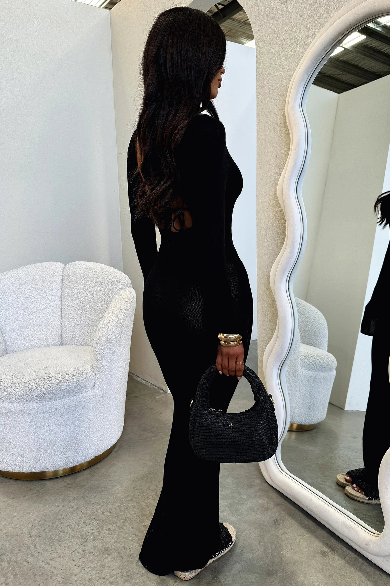 Annem Long Sleeve Maxi Dress - Black