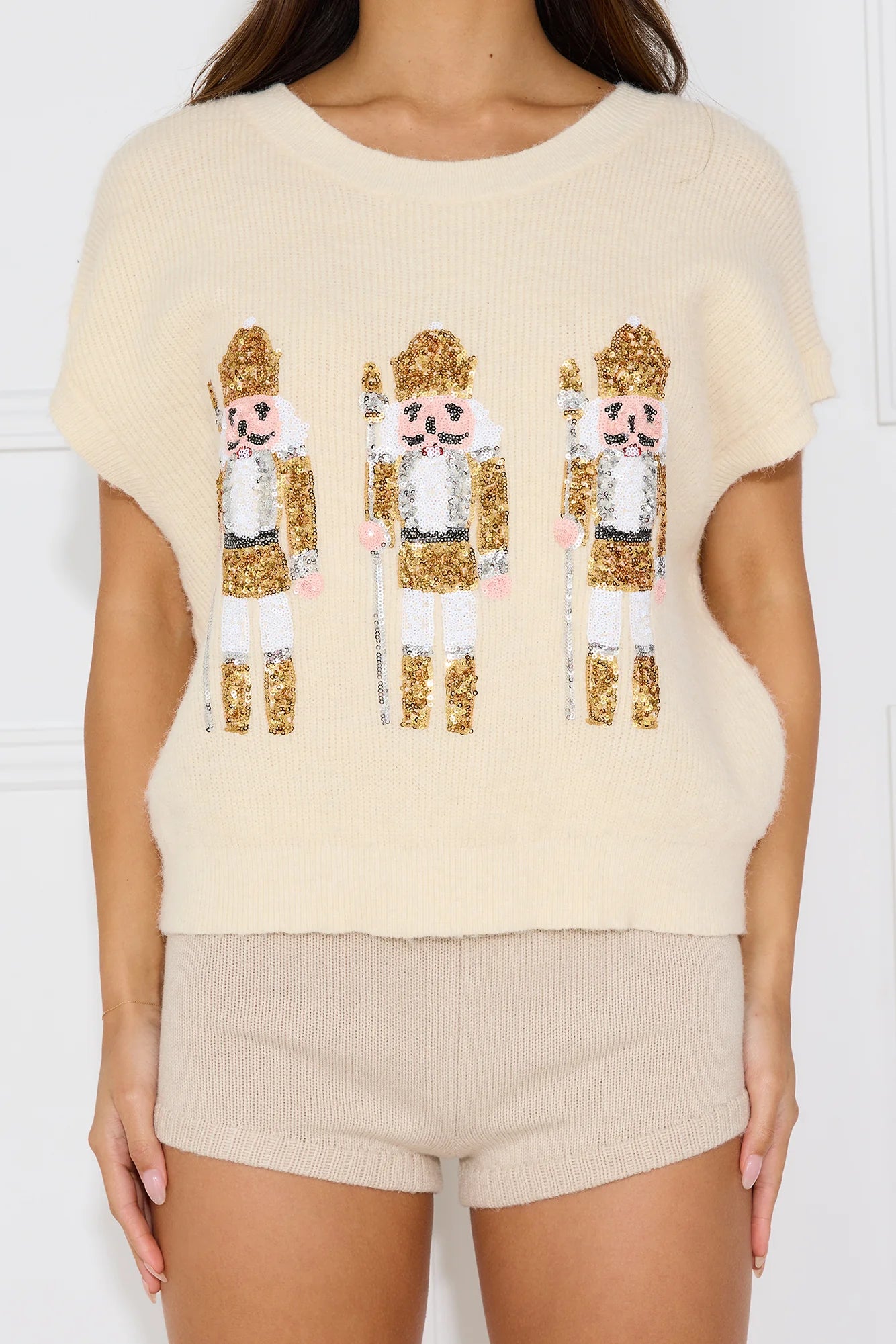 Nutcracker Sequin Knit Vest Ivory