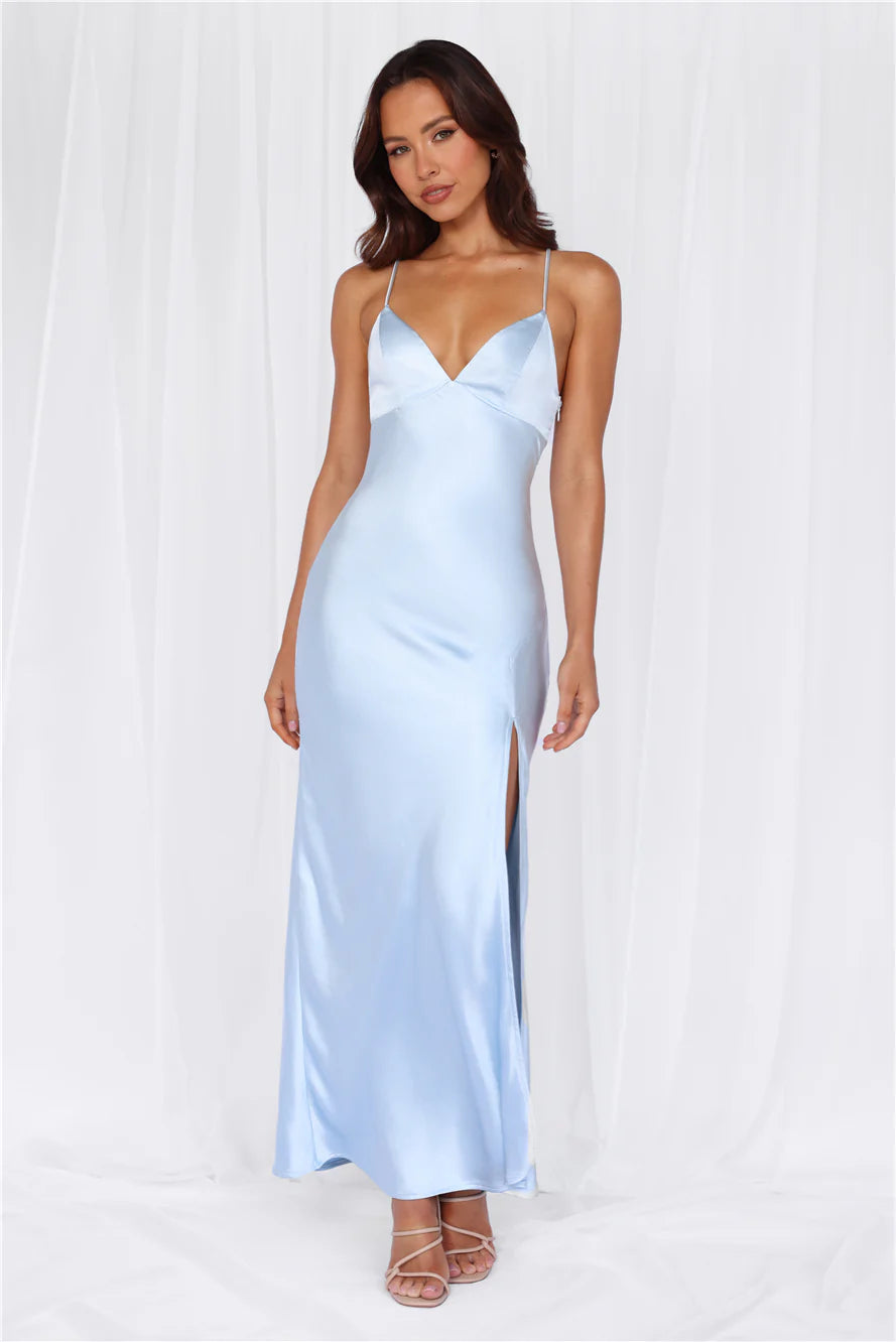 Sale-Dress The Sophia Satin Maxi Dress Blue