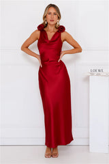 Sorrel Satin Maxi Dress Wine