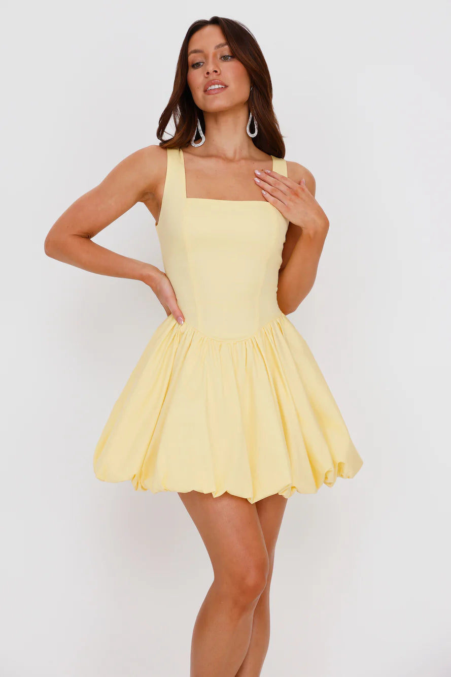 Midsummer Dream Bubble Mini Dress Yellow
