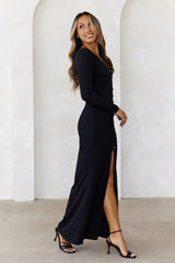 Your Style Guide Long Sleeve Maxi Dress Black