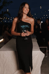 Xayne One Shoulder Sequin Midi Dress - Black/Emerald