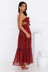 Twilight Night Strapless Maxi Dress Burgundy