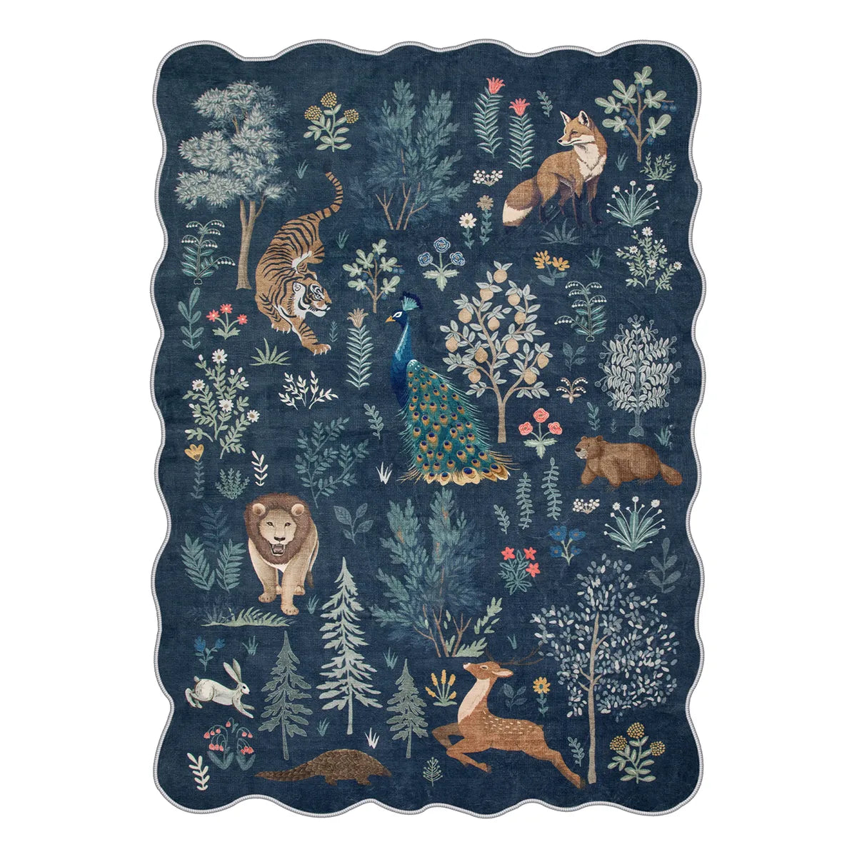 Javelle Washable Jungle Animal Fauves Blue Rug Area Rugs Lahome