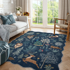Javelle Washable Jungle Animal Fauves Blue Rug Area Rugs Lahome
