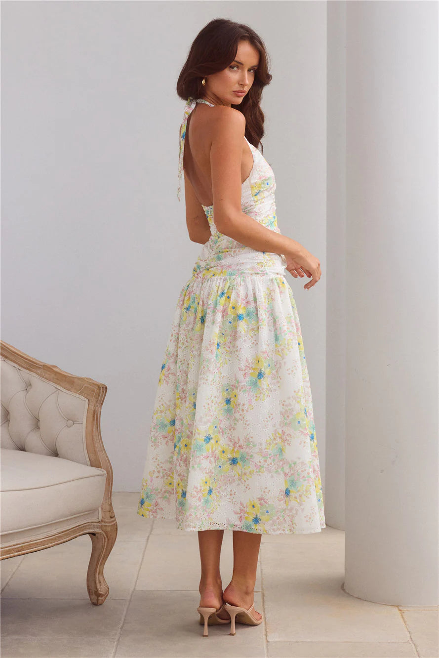 Island Dreamscape Halter Maxi Dress Print