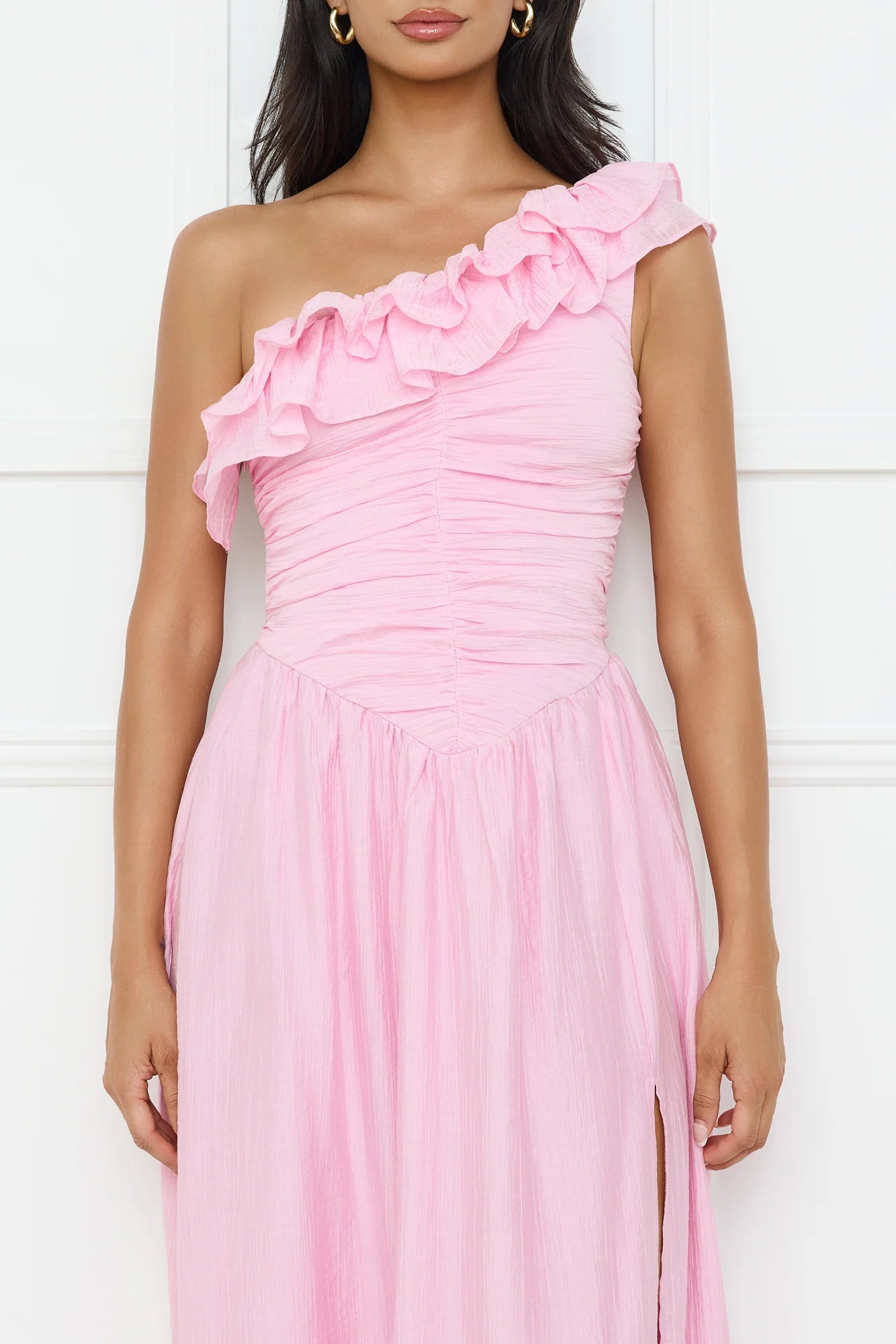 Pastel Dream One Shoulder Maxi Dress Pink
