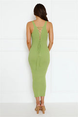 Rotation Ribbed Midi Dress Green
