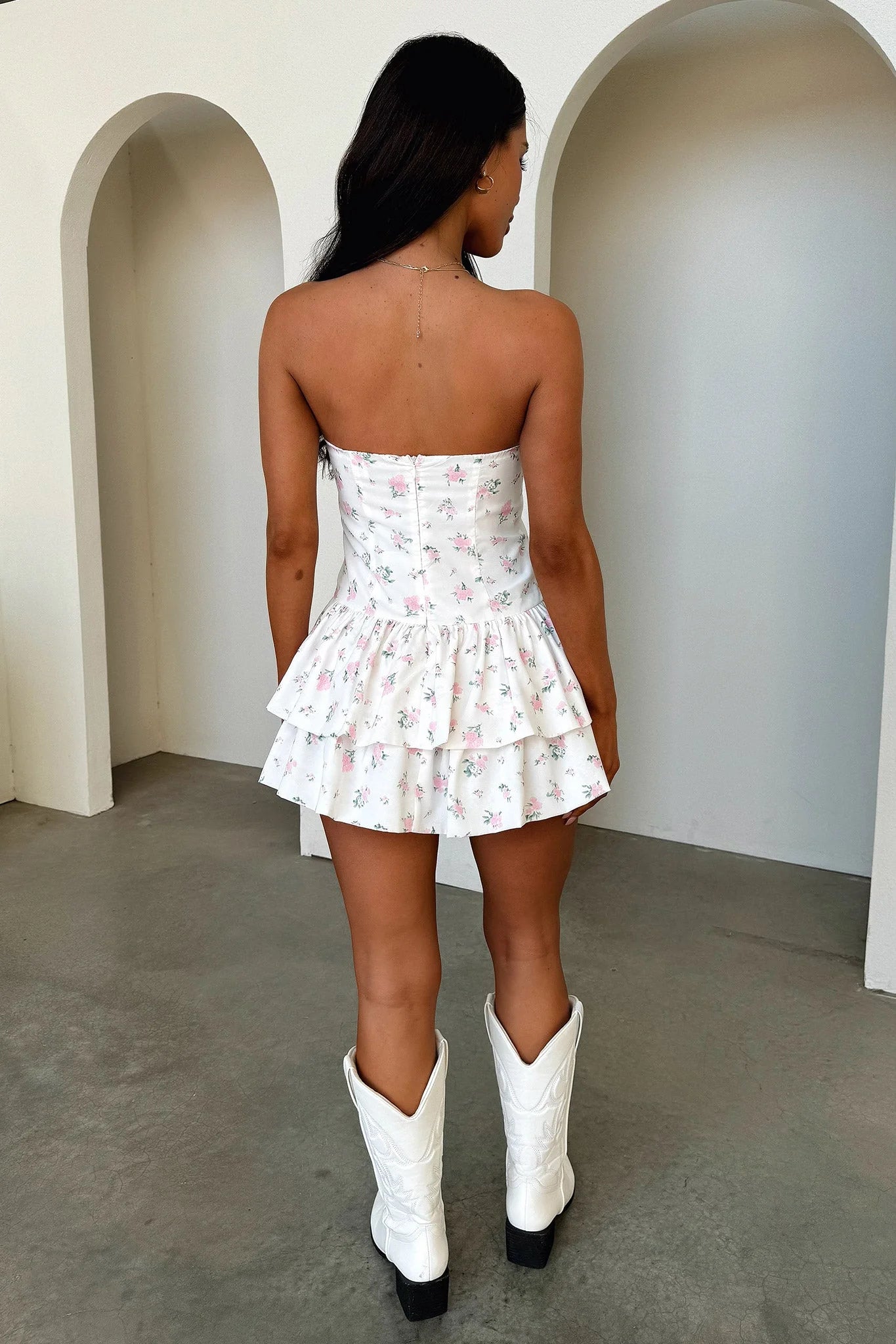 Libby Strapless Mini Dress - Pink Floral