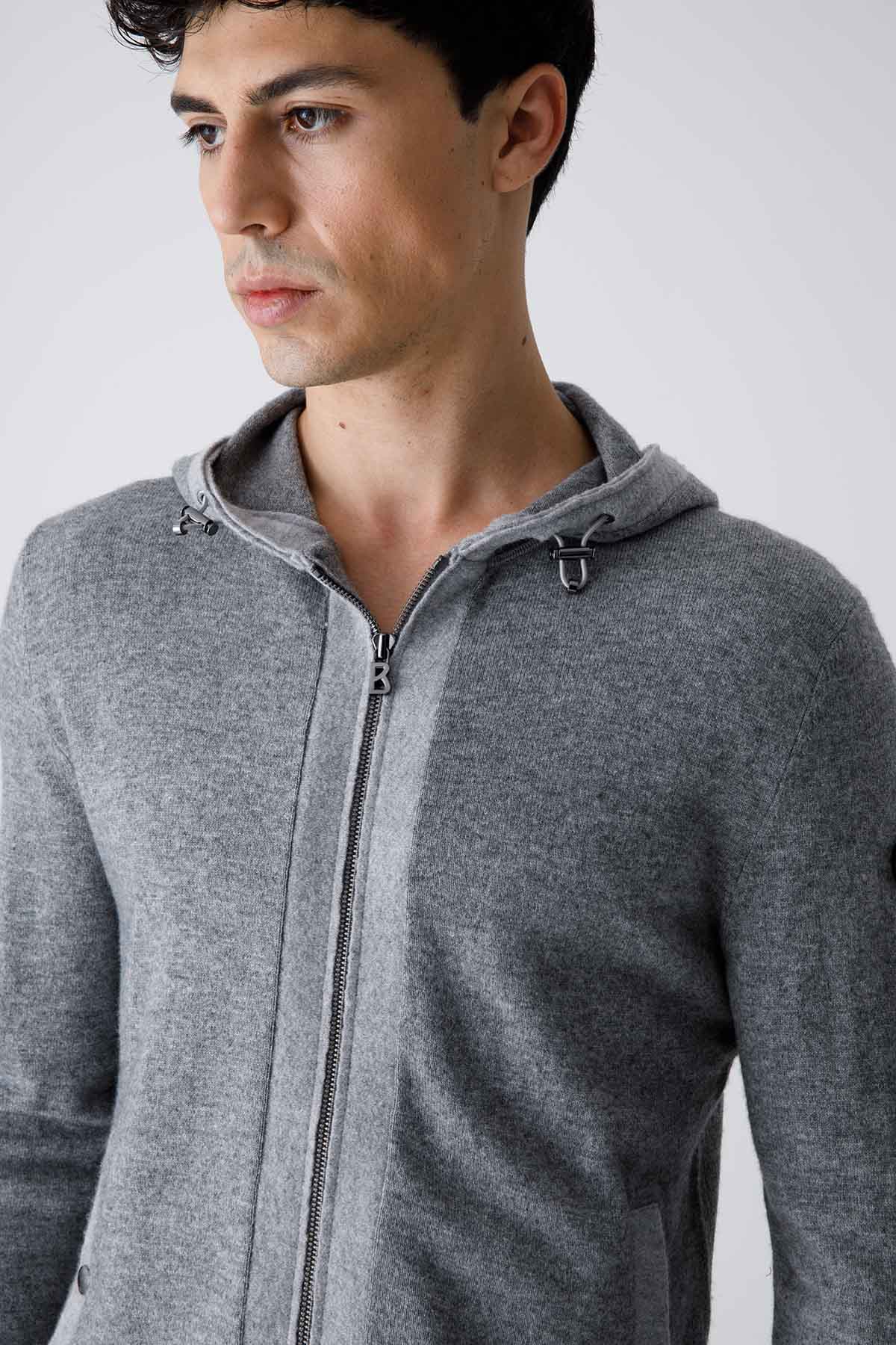 Bogner Farid Fermuarlı Kaşmirli Yün Sweatshirt Ceket-Libas Trendy Fashion Store