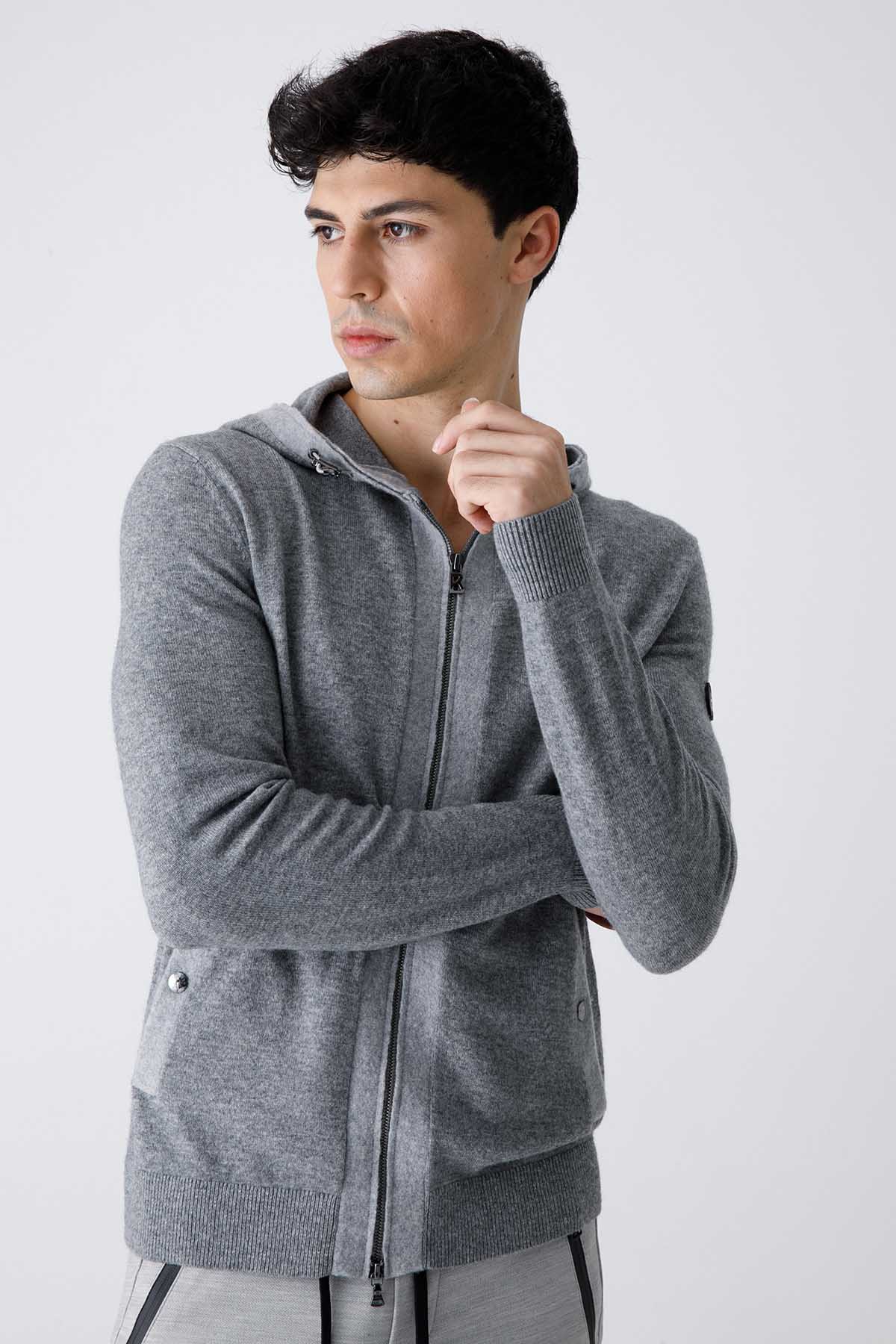 Bogner Farid Fermuarlı Kaşmirli Yün Sweatshirt Ceket-Libas Trendy Fashion Store