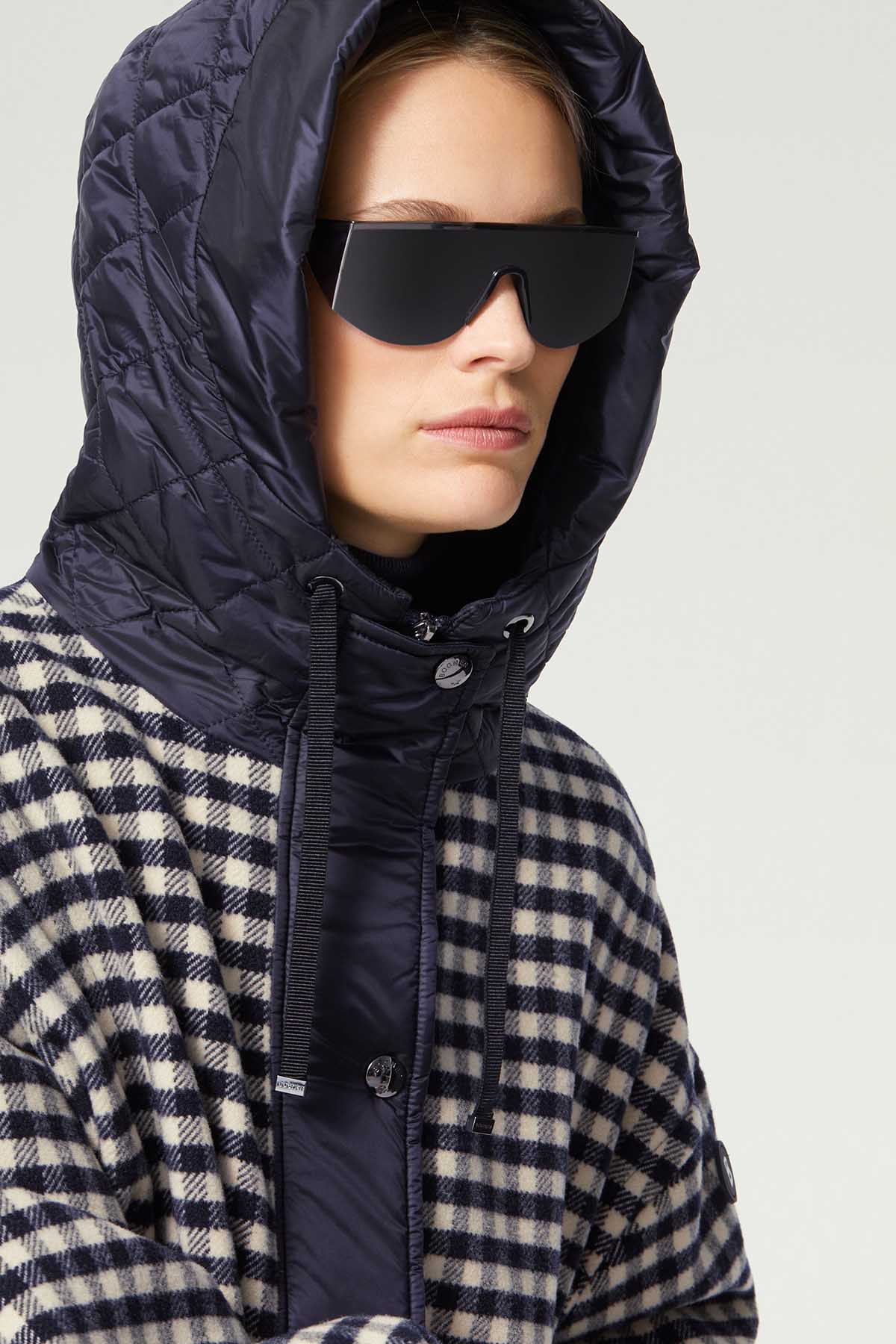 Bogner Svenja Geniş Kesim Kapüşonlu Ekoseli Yün Ceket-Libas Trendy Fashion Store