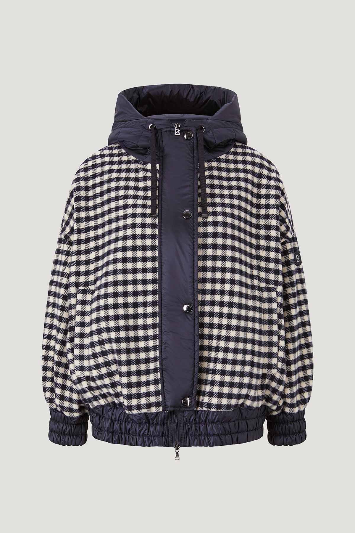 Bogner Svenja Geniş Kesim Kapüşonlu Ekoseli Yün Ceket-Libas Trendy Fashion Store