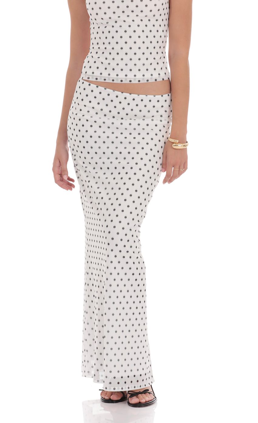 Polka Dot Cowl Neck Two Piece Set in White