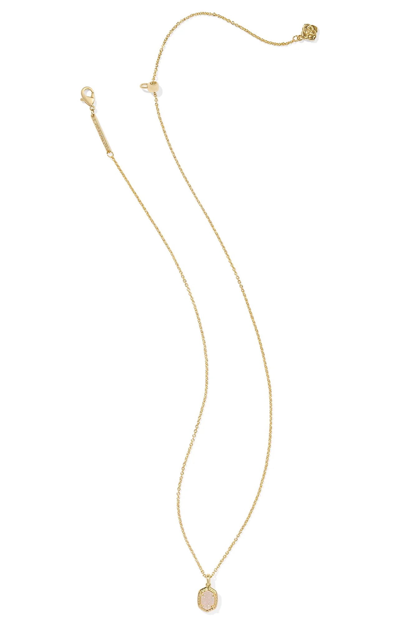 Daphne Gold Framed Short Pendant Necklace  Iridescent Drusy