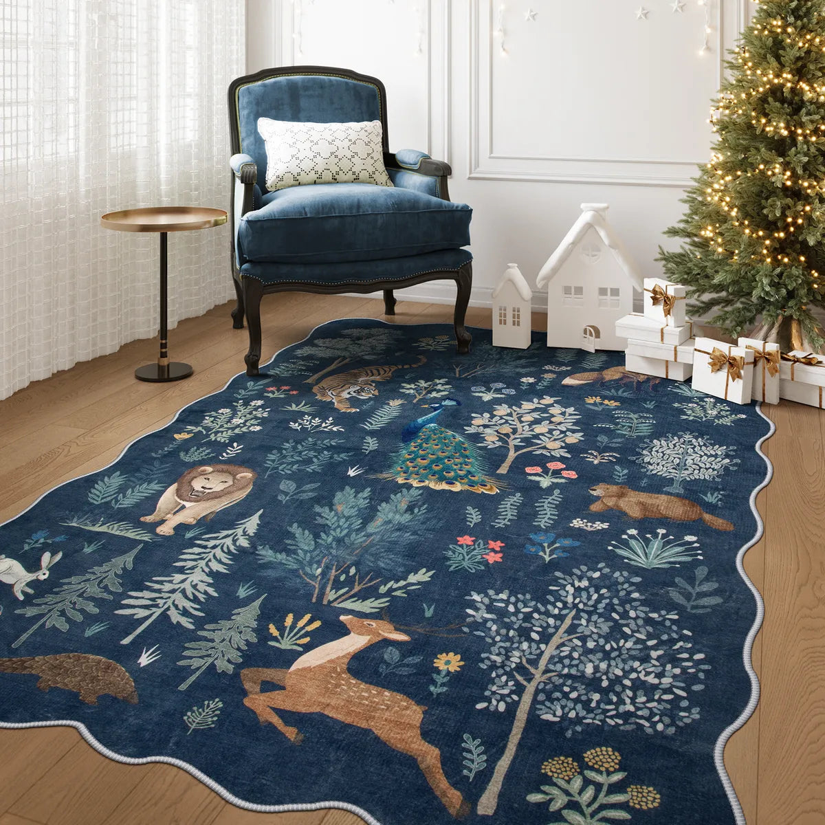 Javelle Washable Jungle Animal Fauves Blue Rug Area Rugs Lahome