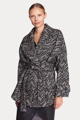 Berenice Mael Desenli Kuşaklı Kaban-Libas Trendy Fashion Store