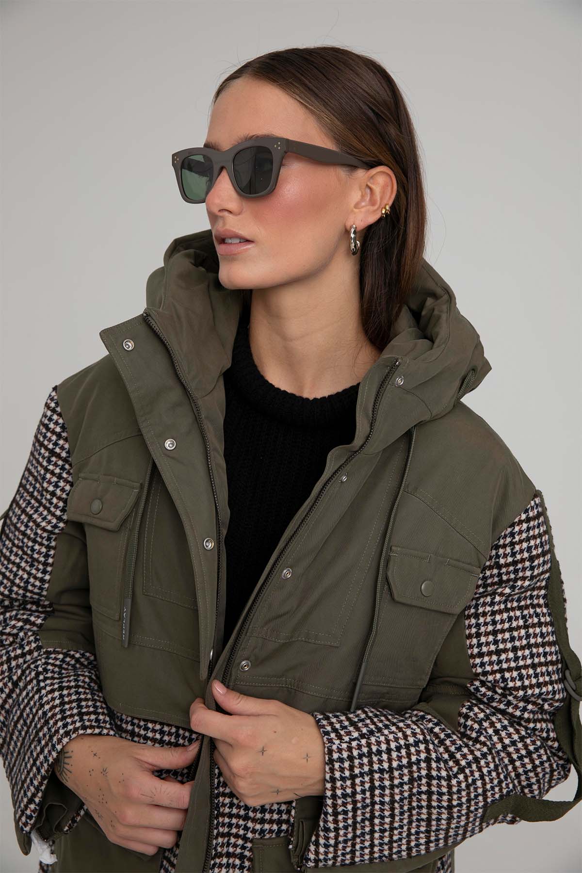 Replay Piye Dö Pul Desenli Kapüşonlu Puffer Mont-Libas Trendy Fashion Store