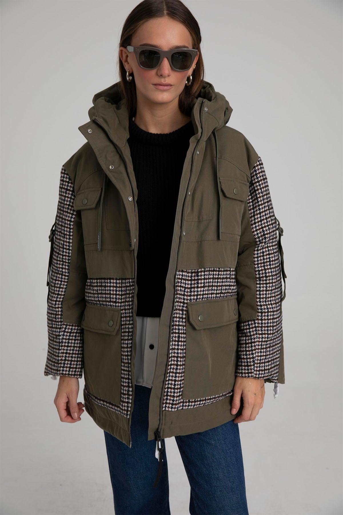 Replay Piye Dö Pul Desenli Kapüşonlu Puffer Mont-Libas Trendy Fashion Store