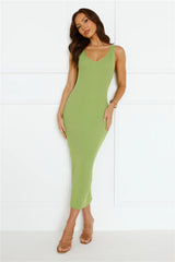 Rotation Ribbed Midi Dress Green