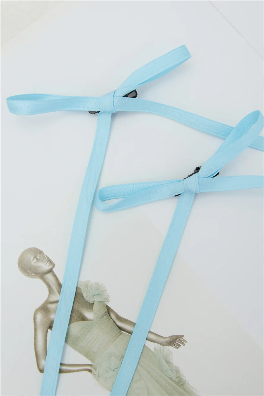 Flirty Bow Hair Clips Blue