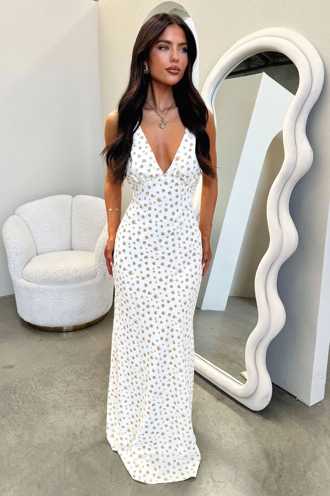 Naf V-Neck Maxi Dress - Yellow Floral