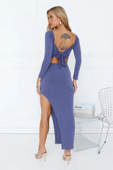 Late Hour Dreams Long Sleeve Midi Dress Indigo