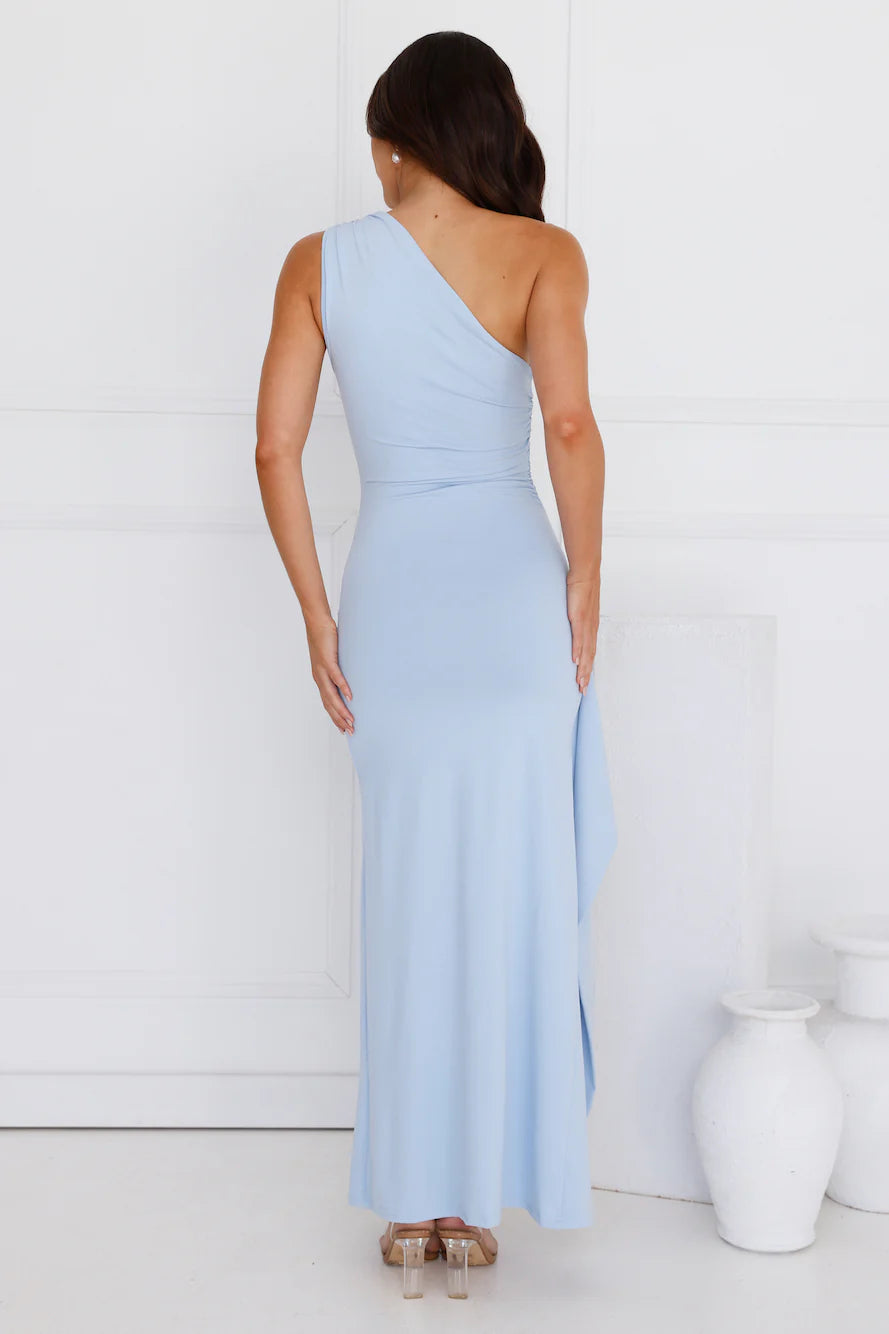 Stay Classy One Shoulder Maxi Dress Blue