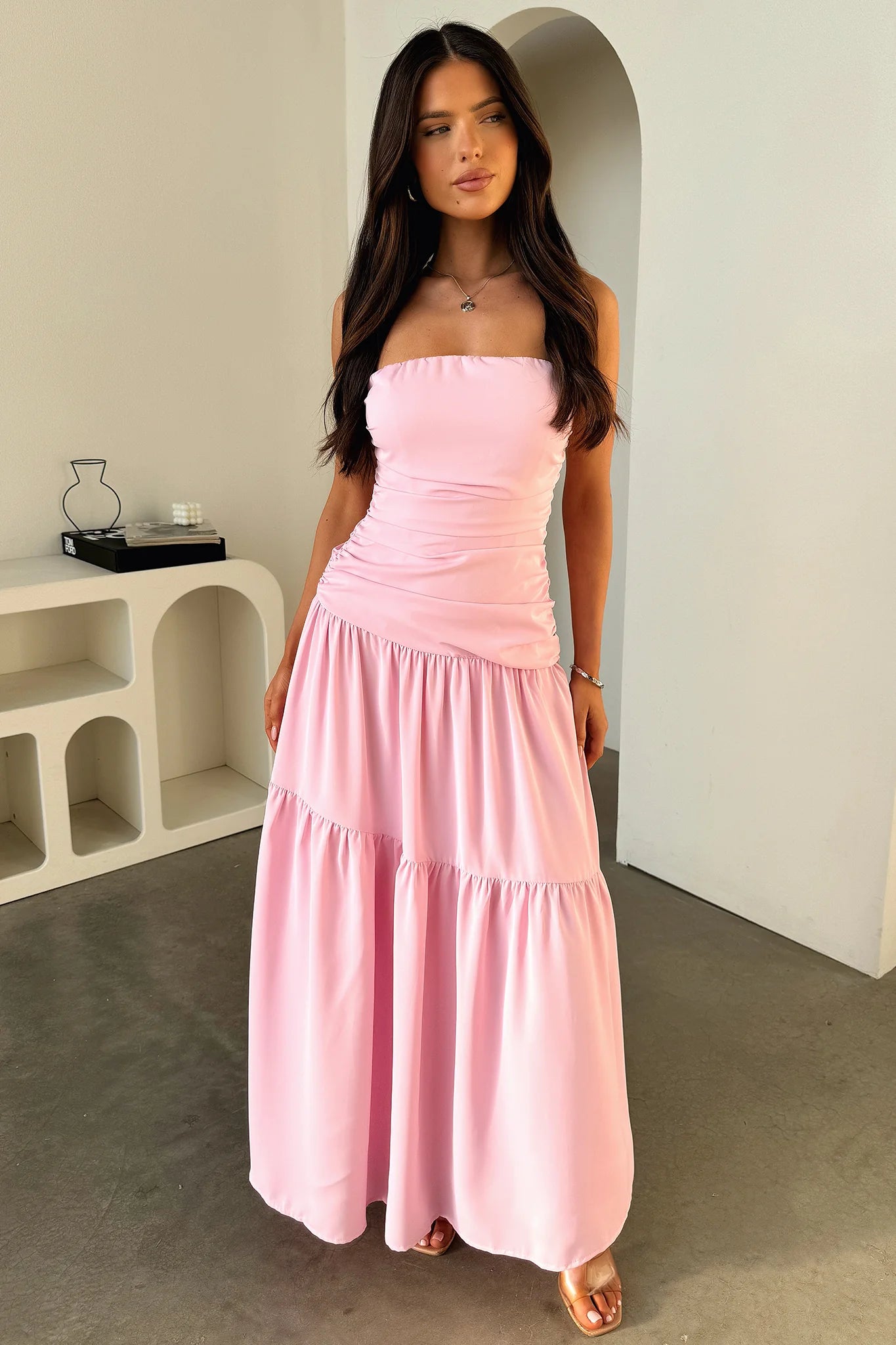 Charlotte Strapless Maxi Dress - Pink