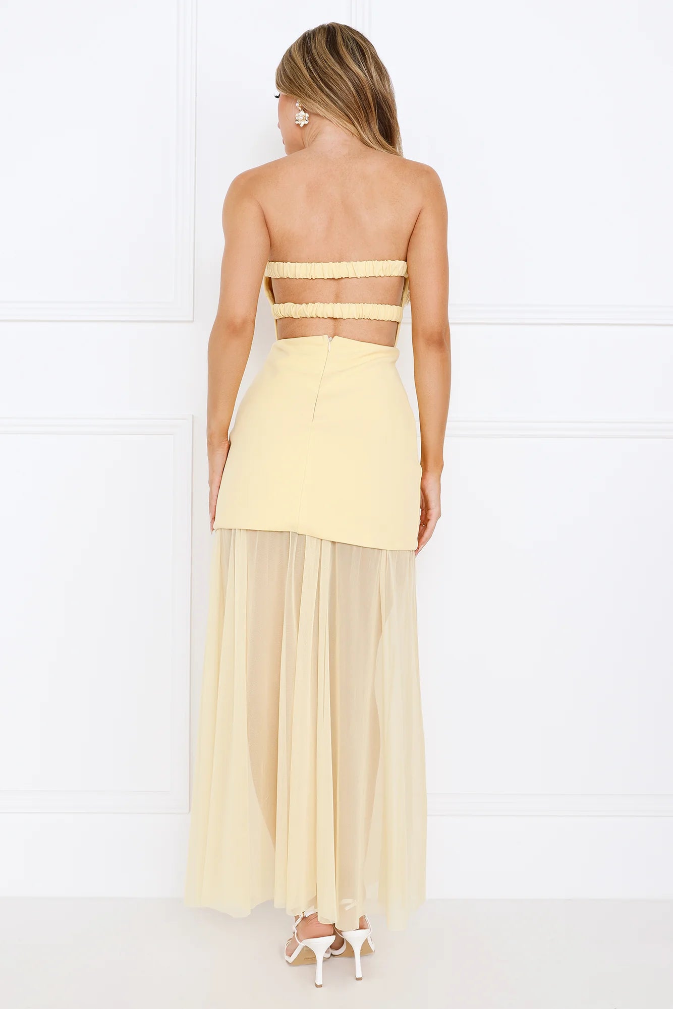 Dreamy Allure Strapless Maxi Dress Yellow