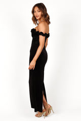 Celeste Off Shoulder Velvet Maxi Dress - Black