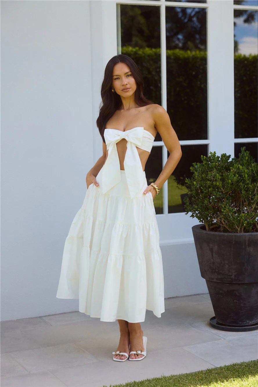 Seize The Moment Strapless Crop Top White