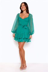 Daydream Fiesta Long Sleeve Mini Dress Emerald