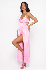 Reveal Your Mind Satin Midi Dress Pink